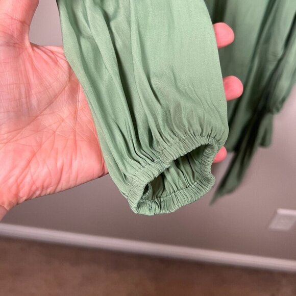 Ramy Brook Mini Wrap Dress Size Small Green Long Sleeve Vacation Brunch Resort - Picture 5 of 11